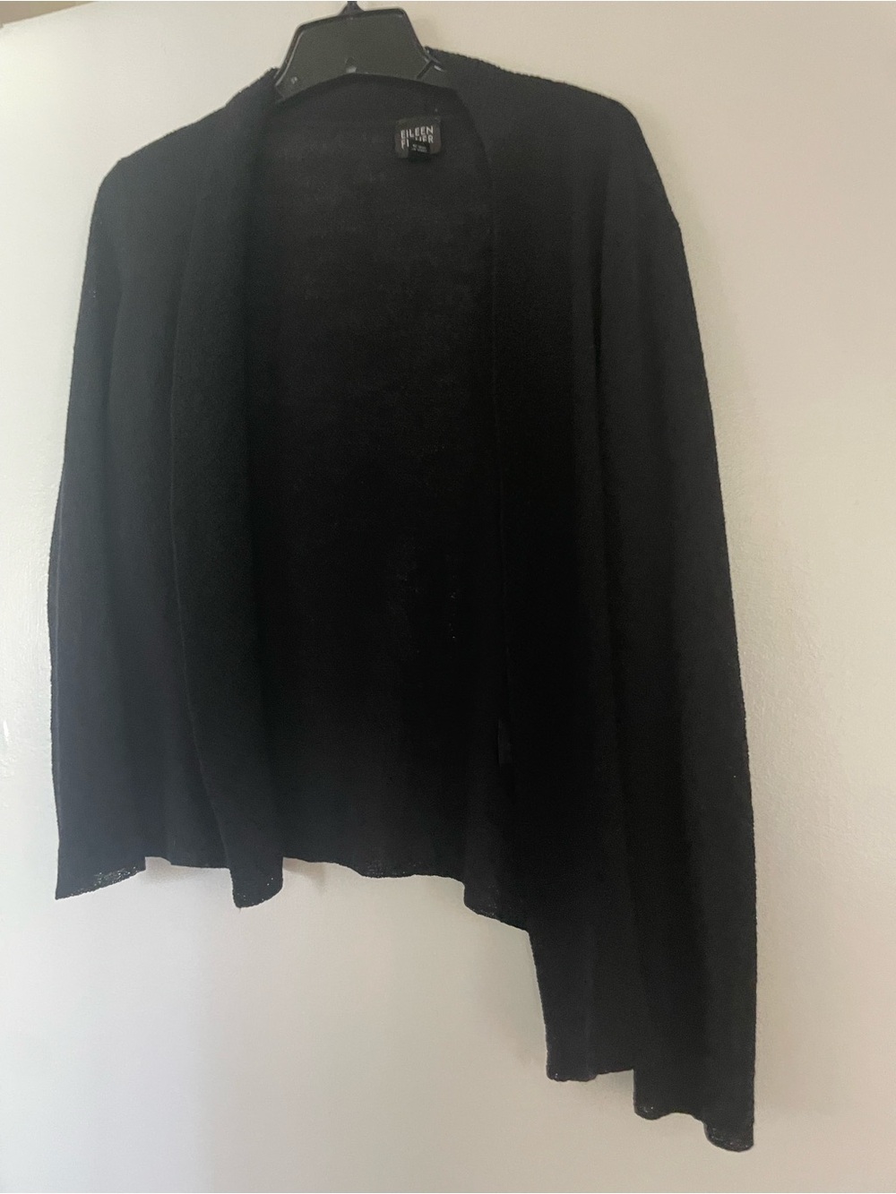 Eileen Fisher Black Open-Front Lightweight Cardigan